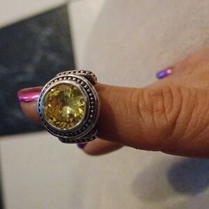 Premier Designs Green Stone Statement Ring, sz 6